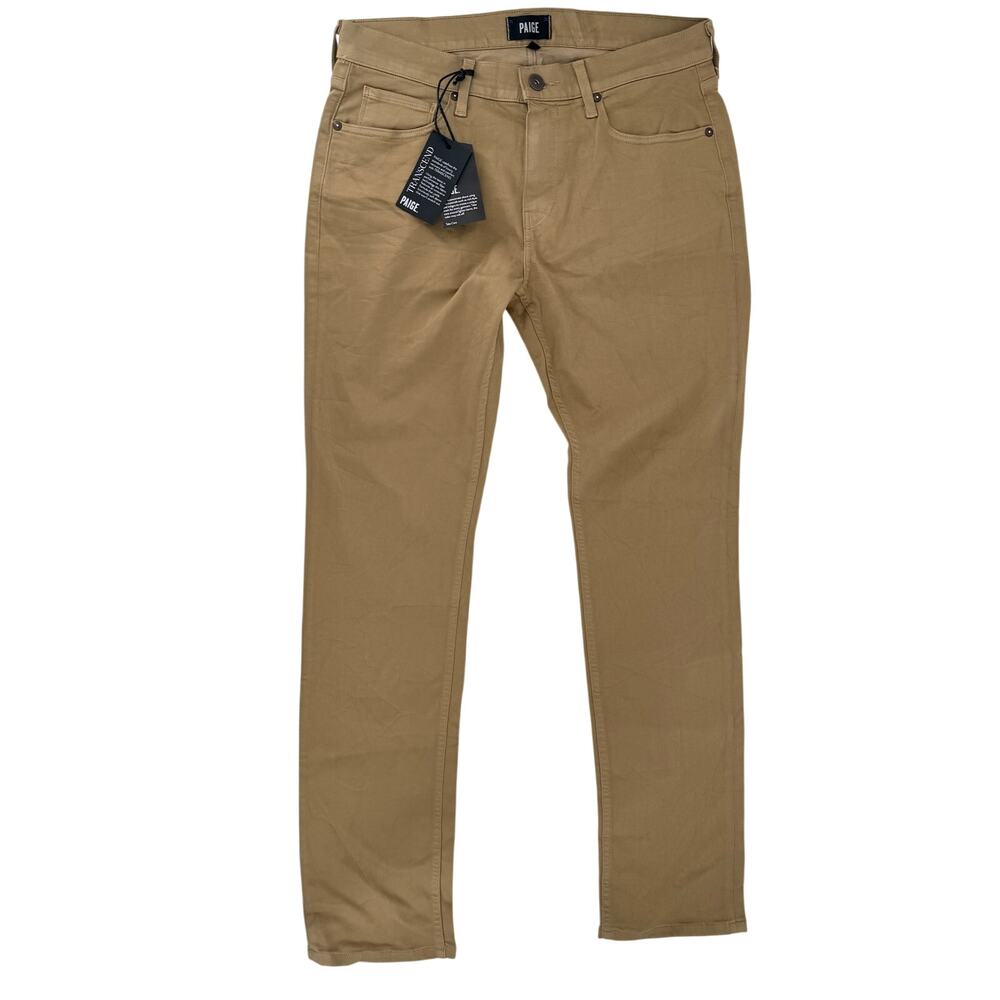 Paige Federal Slim Straight Transcend Pants Mens Sz 33 X 35 Gold Sun Brown